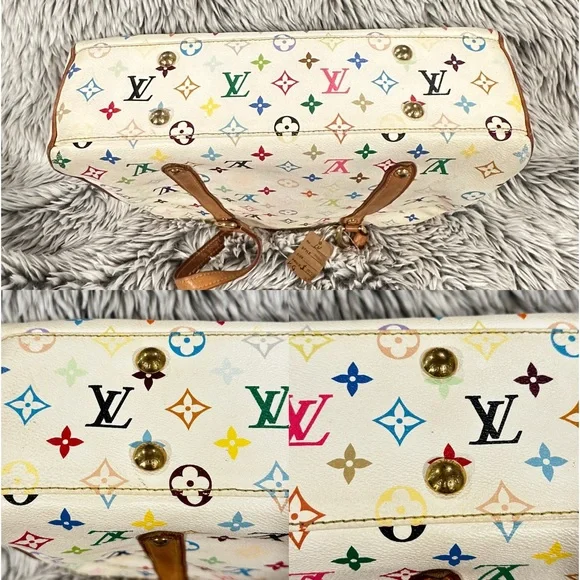 LOUIS VUITTON White Monogram Multicolore Aurelia MM Tote Bag - Picture 8 of 16